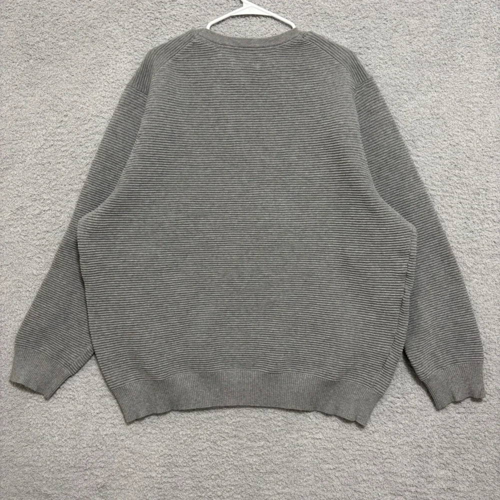 Gray Ribbed Crew Neck Pullover Sweater Size XXXL Workwear Neutral